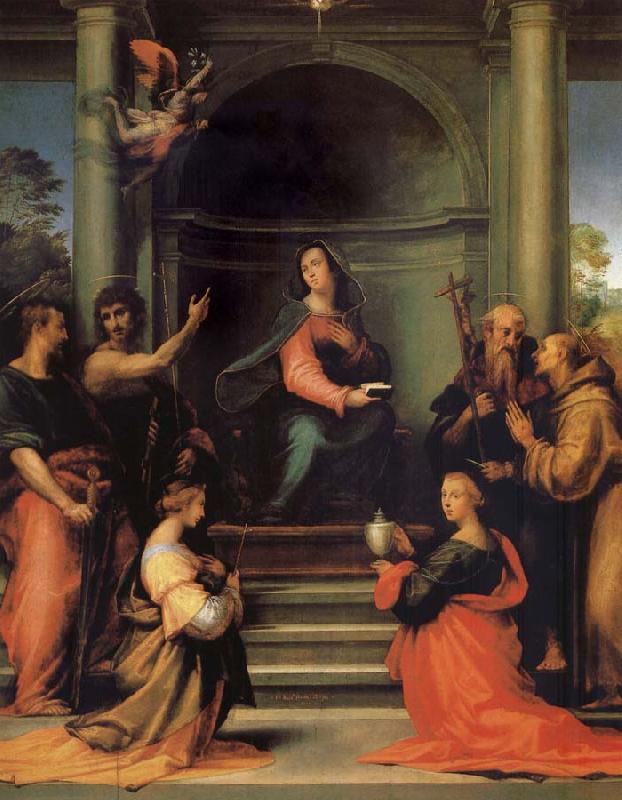 Fra Bartolomeo The Anunciacion, Holy Margarita, Maria Mary magdalene, Pablo, Juan the Baptist, Jeronimo and Francisco Sweden oil painting art